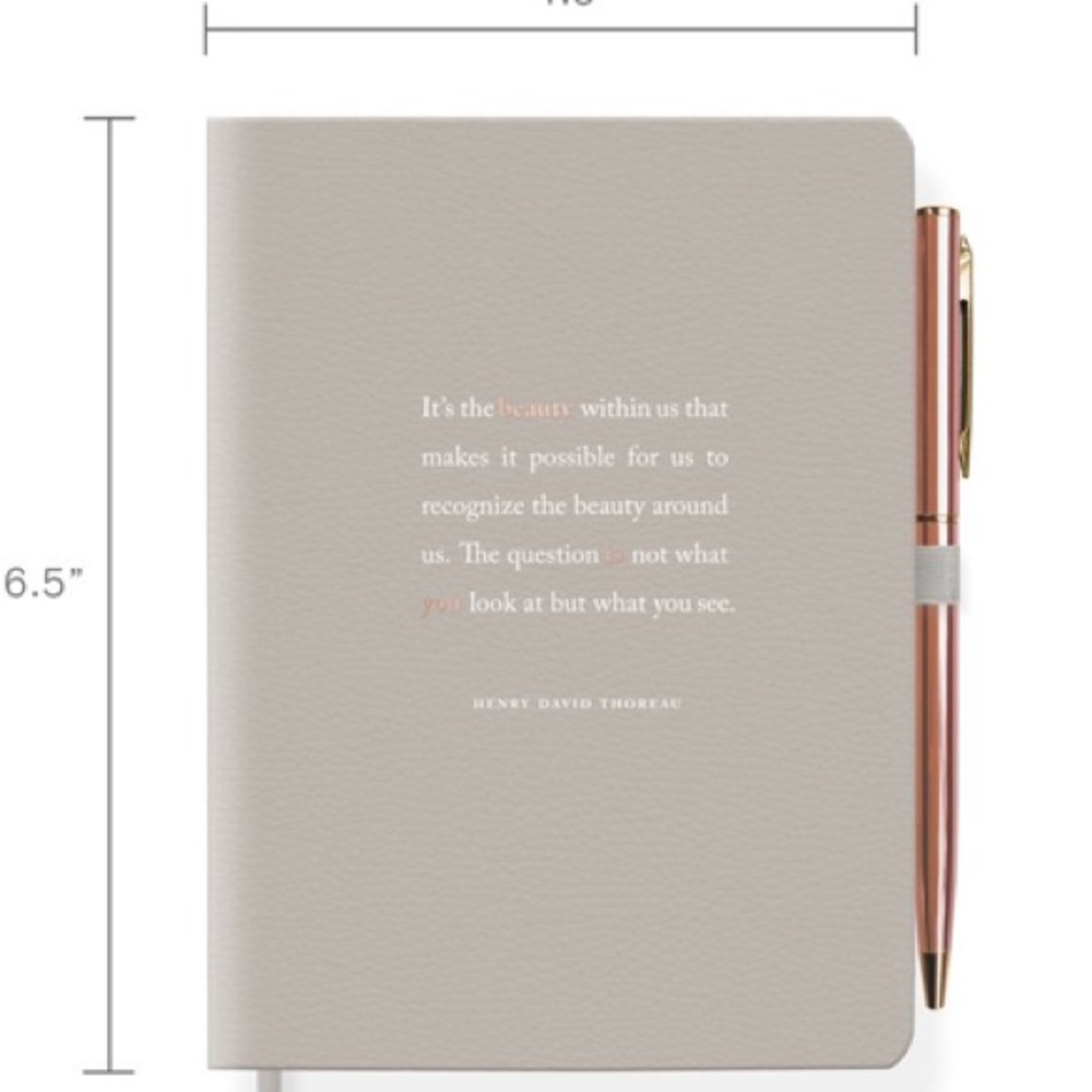 Vegan leather journal with rose gold pen